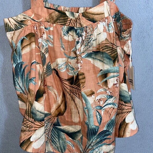 a.n.a Women's Lila Tropical Print With Shoulder Tie‎ Tank Top Size L NWT - Picture 2 of 11